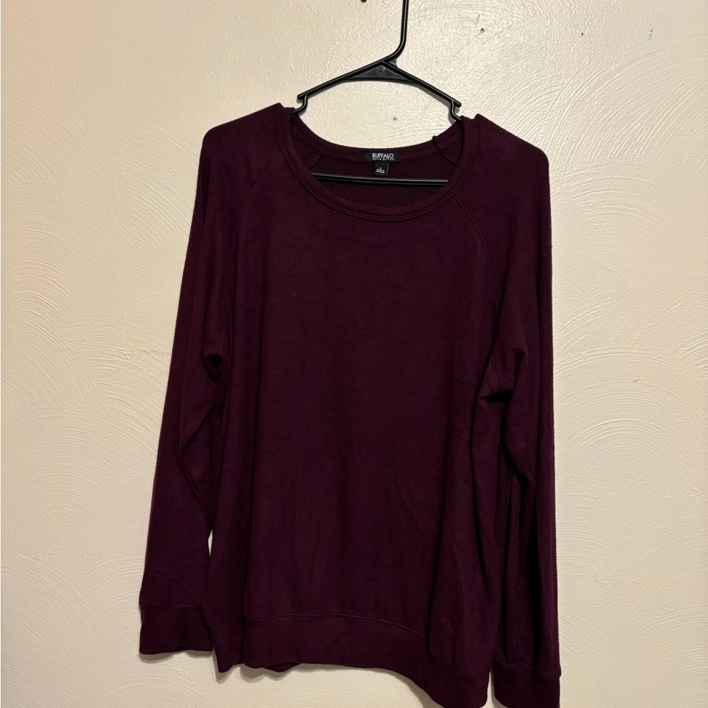 Buffalo David Bitton Purple Crewneck Hoodie Relaxed Fit